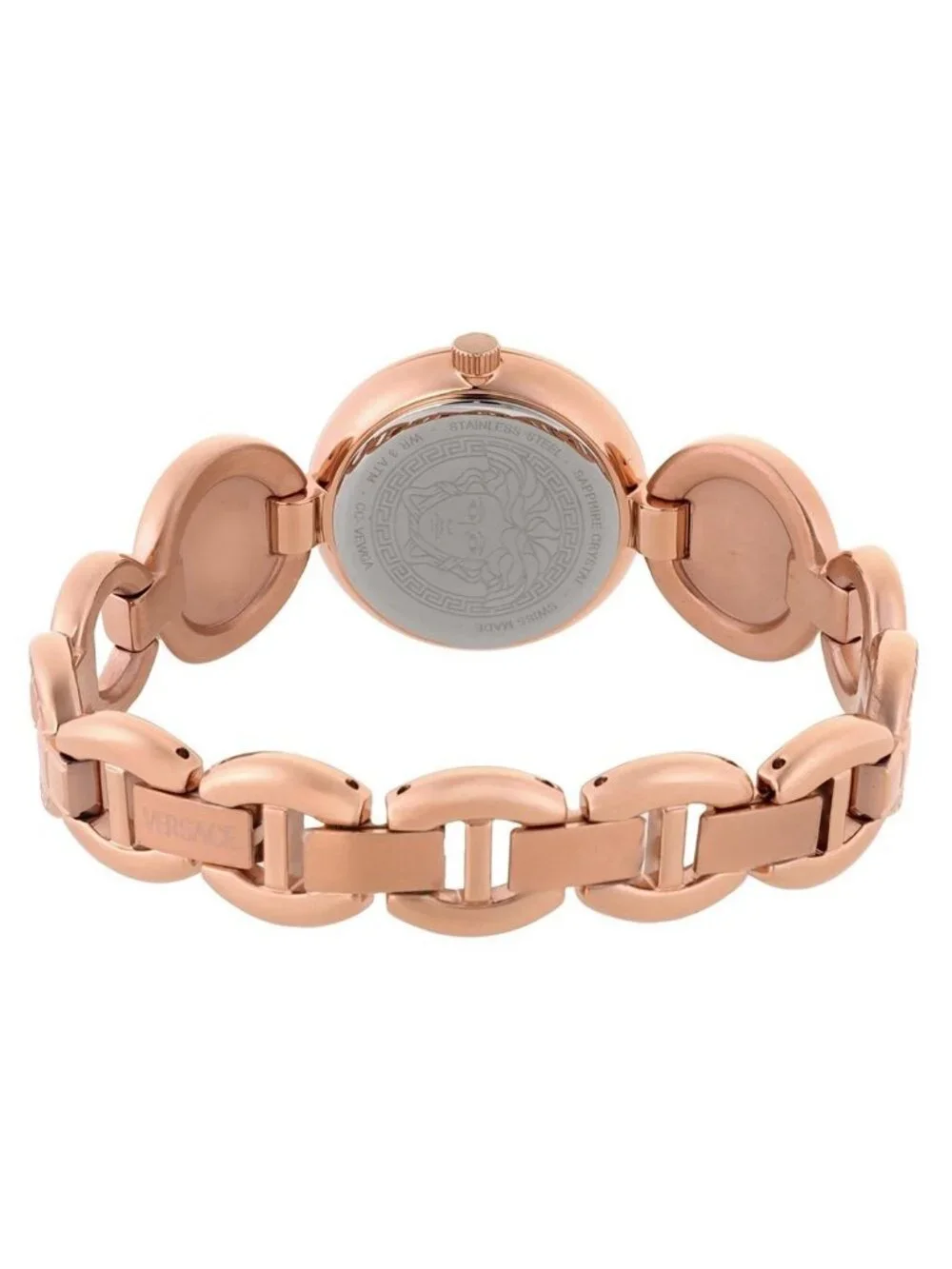 NWT Versace Greca Jewel Quartz Rose Gold Dial Ladies Watch